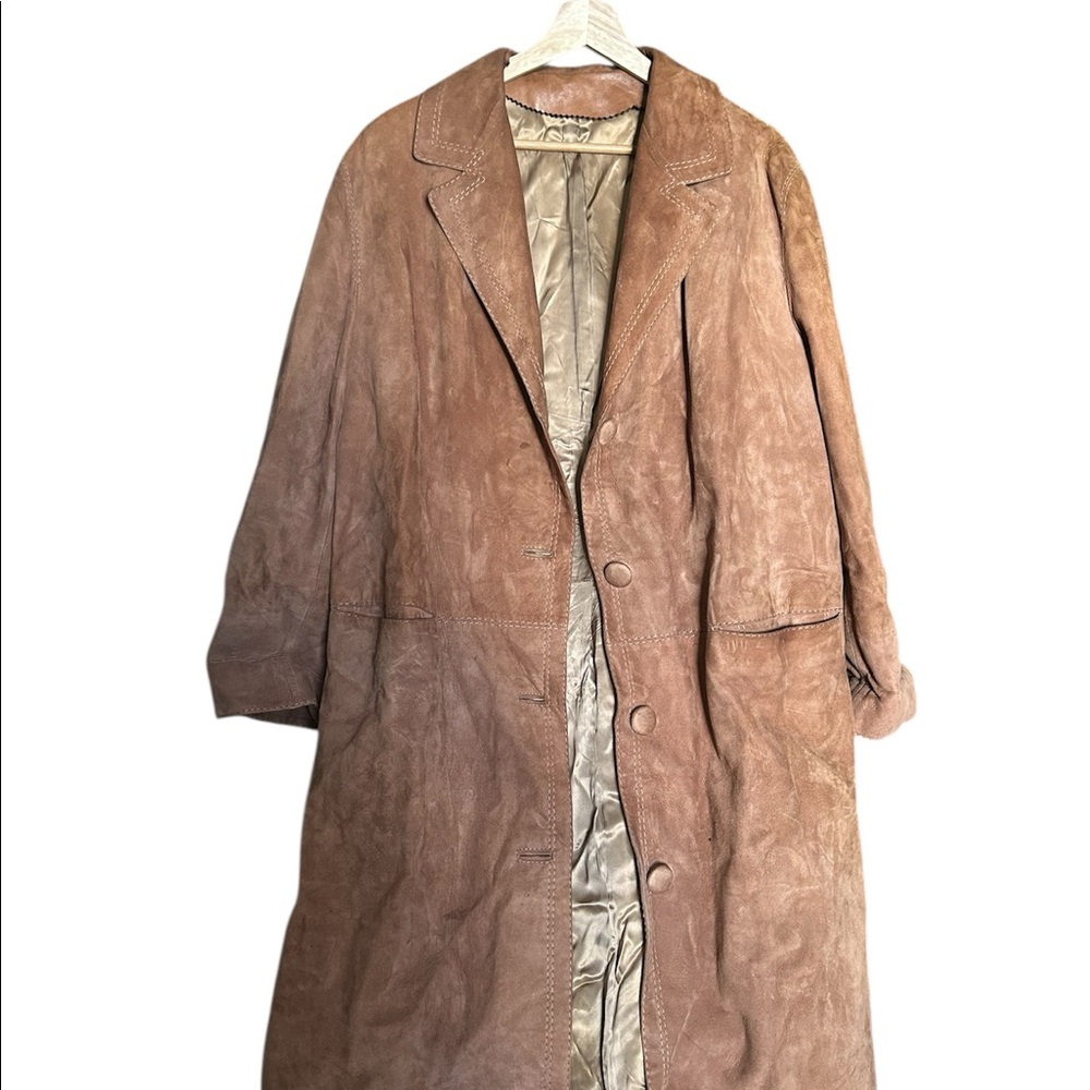 Vintage Suede Leather Trench Coat